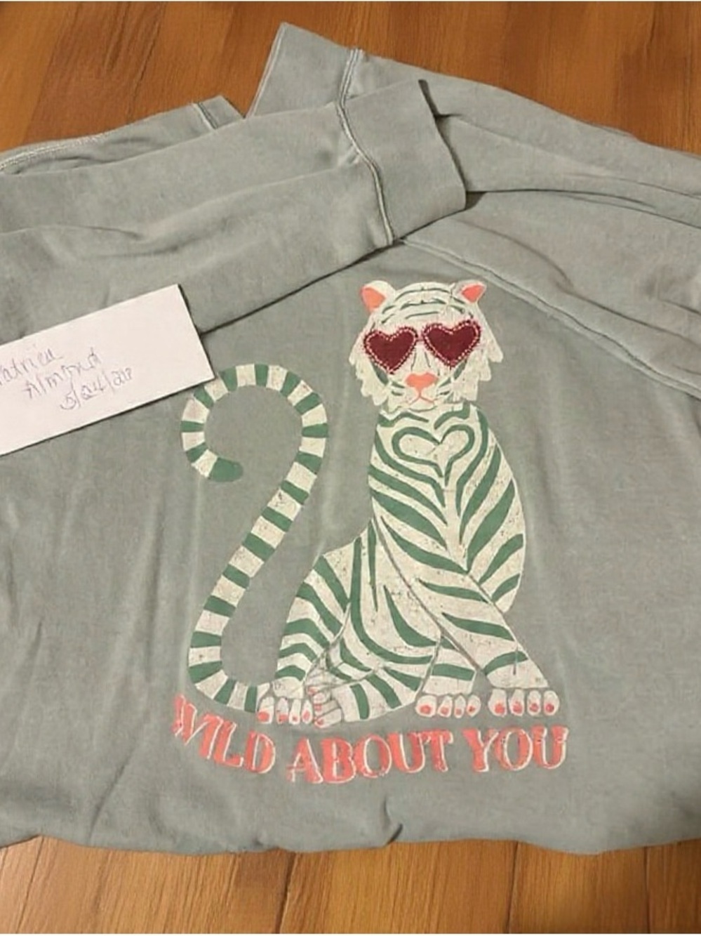 Living Fully 'Wild About You' Tiger Sweatshirt - Mint Green & Coral